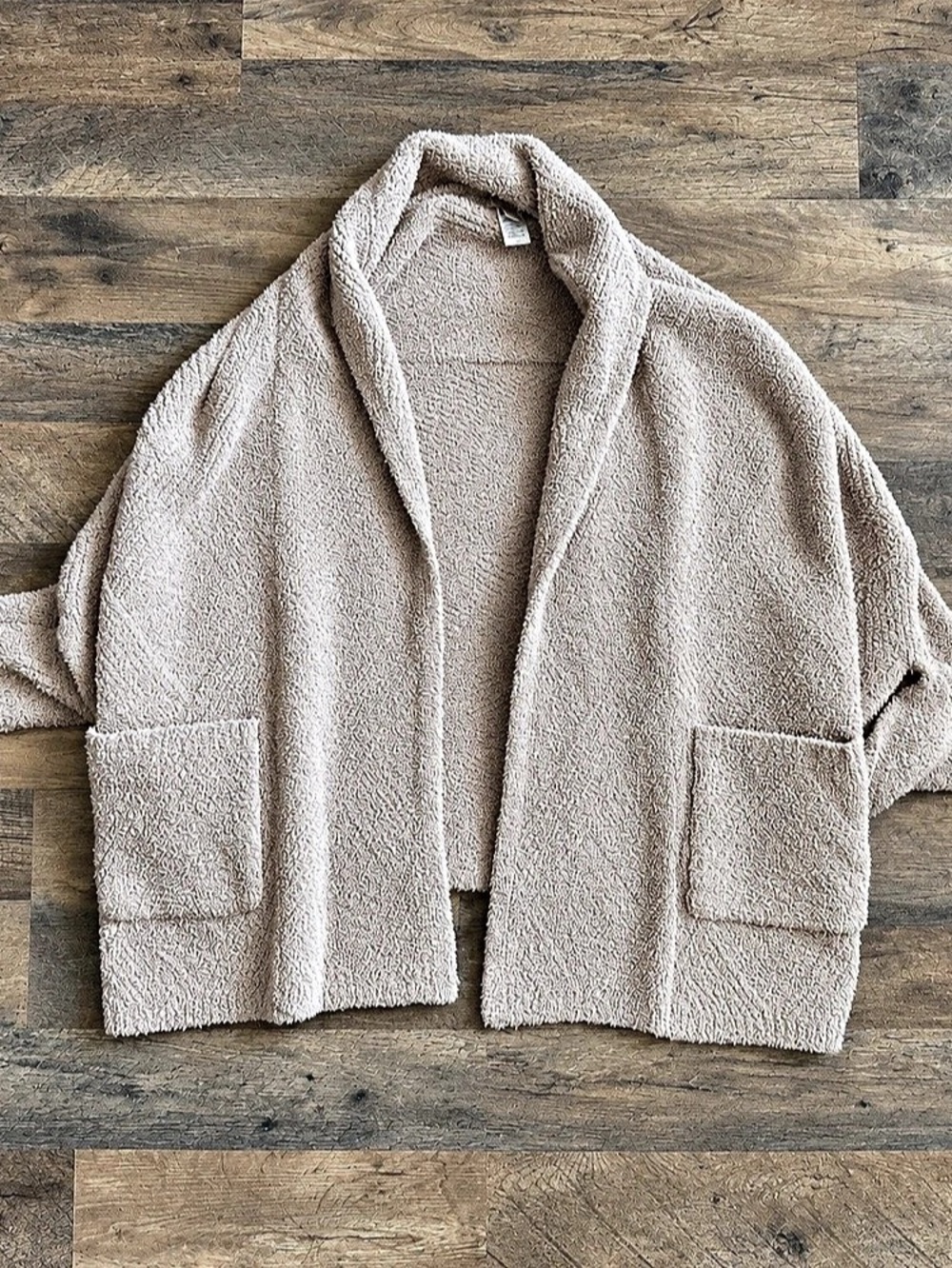 Barefoot Dreams CozyChic Women’s One Size Taupe Open-Front Cardigan
